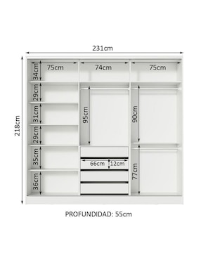 Ropero armable Madesa Royale 11639B2E1B de aglomerado