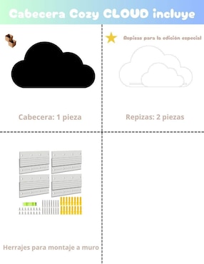 Cabecera armable Cozy Cloud Wall Furniture Paneling de tela