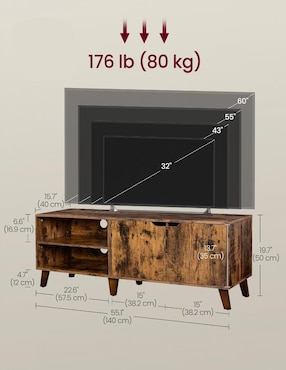 Mueble de TV armable Miranta Songmics Home de aglomerado y madera