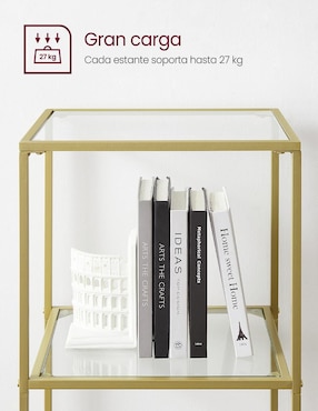 Librero armable Baris Songmics Home de vidrio
