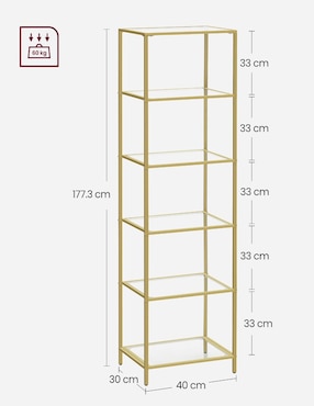 Librero armable Baris Songmics Home de vidrio