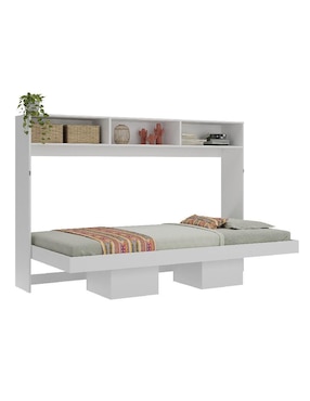 Cama abatible con repisas Amanta de MDF individual