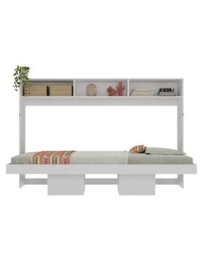 Cama abatible con repisas Amanta de MDF individual