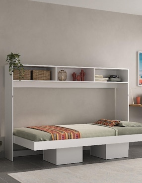 Cama abatible con repisas Amanta de MDF individual