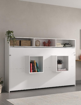 Cama abatible con repisas Amanta de MDF individual