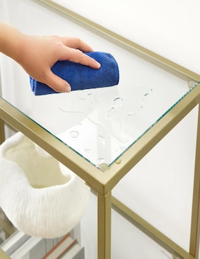 Mesa armable Baris Songmics Home de metal y vidrio