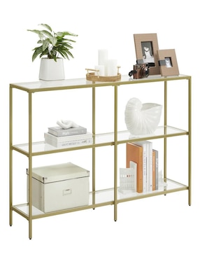 Mesa armable Baris Songmics Home de metal y vidrio
