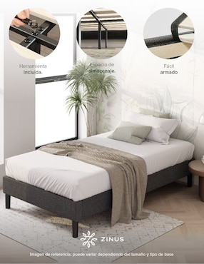 Base para cama armable Curtis Zinus de chapa madera