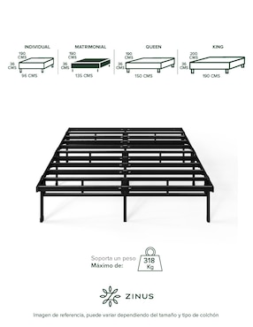 Base para cama armable Justin Zinus de acero inoxidable
