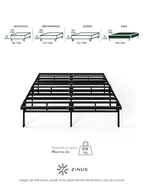 Base para cama armable Justin Zinus de acero inoxidable