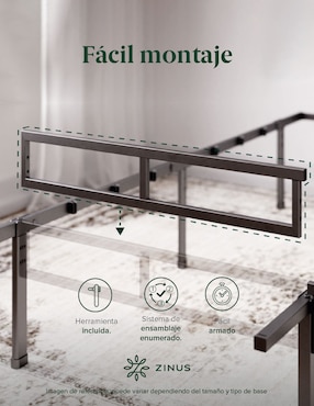 Base para cama armable Justin Zinus de acero inoxidable