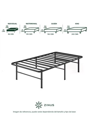 Base para cama armable Rumi Zinus de acero inoxidable