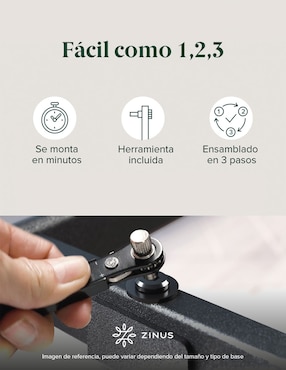 Base para cama armable Rumi Zinus de acero inoxidable