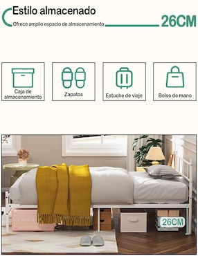 Base para cama armable Koke Home Make de metal individual