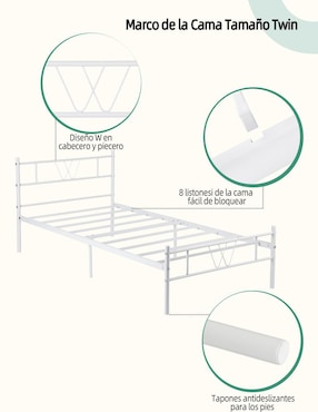 Base para cama armable Koke Home Make de metal individual