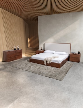 Base para cama armable Nusa Haus de madera álamo King Size