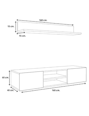 Mueble flotante para TV armable Hogare de melamina