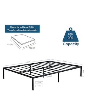 Base para cama armable Kiela Home Make de metal Queen size