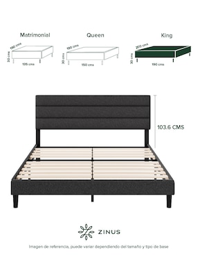 Base para cama armable Piper Zinus de chapa madera