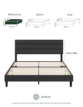 Base para cama armable Piper Zinus de chapa madera