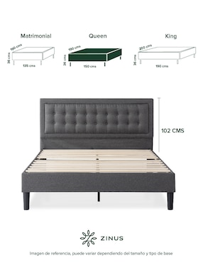 Base para cama armable Dachelle Zinus de chapa madera