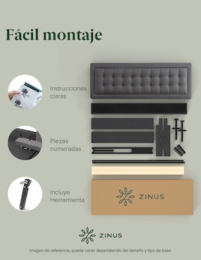 Base para cama armable Dachelle Zinus de chapa madera
