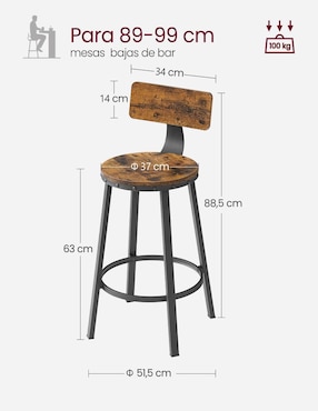 Juego de bancos Delon Songmics Home de madera