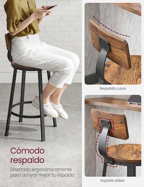 Juego de bancos Delon Songmics Home de madera