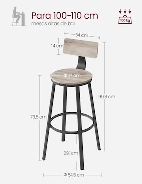 Juego de bancos Delon Songmics Home de madera