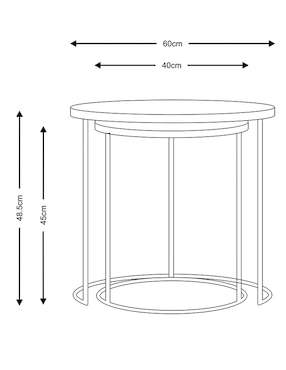 Set mesa de centro Dawood de metal