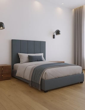 Cama modern Luxury Vixy Oxford con luz LED para joven Wall Furniture Paneling de tela
