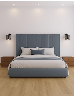 Cama modern Luxury Vixy Oxford con luz LED para joven Wall Furniture Paneling de tela