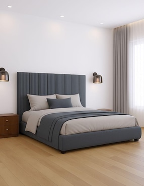 Cama modern Luxury Vixy Oxford con luz LED para joven Wall Furniture Paneling de tela
