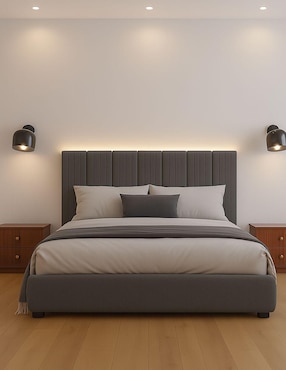 Cama modern Luxury Vixy Oxford con luz LED para joven Wall Furniture Paneling de tela