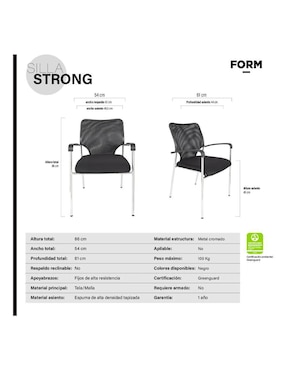 Silla escritorio Strong Form Design de metal