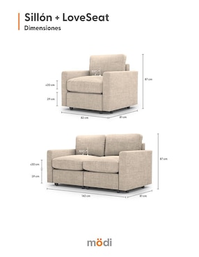 Sala 2 piezas Adapti Modi Sofa de poliéster