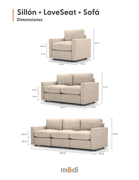 Sala 3 piezas Adapti Modi Sofa de poliéster
