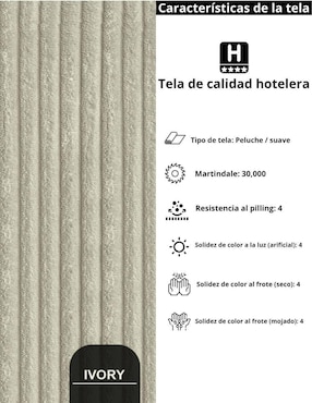 Cama Moder Luxury Vixy Ivory con luz LED ambiental y patrones de cabecera de 30 cm Wall Furniture Paneling de tela