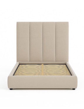 Cama Moder Luxury Imperio Plus con luz LED ambiental y patrones de cabecera de 30 cm Wall Furniture Paneling de tela