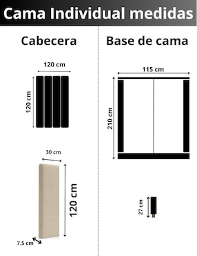 Cama Moder Luxury Imperio Plus con luz LED ambiental y patrones de cabecera de 30 cm Wall Furniture Paneling de tela