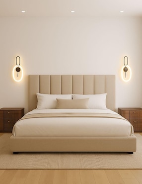 Cama Moder Luxury Imperio Plus con luz LED ambiental y patrones de cabecera de 30 cm Wall Furniture Paneling de tela