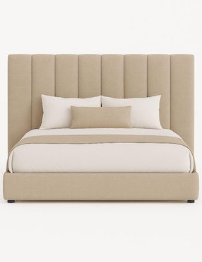 Cama Moder Luxury Imperio Plus con luz LED ambiental y patrones de cabecera de 30 cm Wall Furniture Paneling de tela