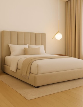 Cama Moder Luxury Kalahari con luz LED ambiental y patrones de cabecera de 30 cm Wall Furniture Paneling de tela