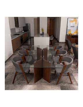 Mesa de comedor armable Ketro Tamarindo de vidrio