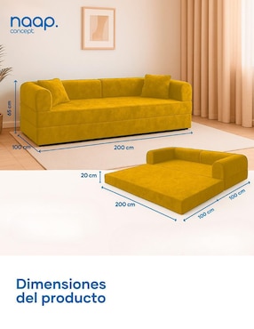 Sofá cama armable Teddy 3 cuerpos catch mustard Naap Concept de espuma comprimida