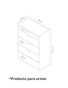 Cajonera armable Bali Cantia de MDF