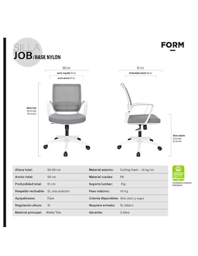 Silla de escritorio Form Design de tela