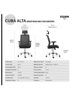 Silla de escritorio Form Design de tela