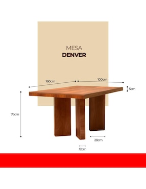 Mesa de comedor armable Denver Atlas del Descanso