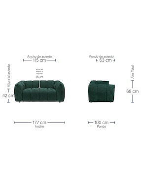 Love Seat Brum Milan 2 Plazas de poliéster